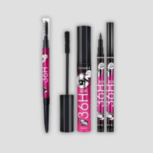 3 in 1 eye makeup kit with eyeliner, mascara, and eyebrow pencil
